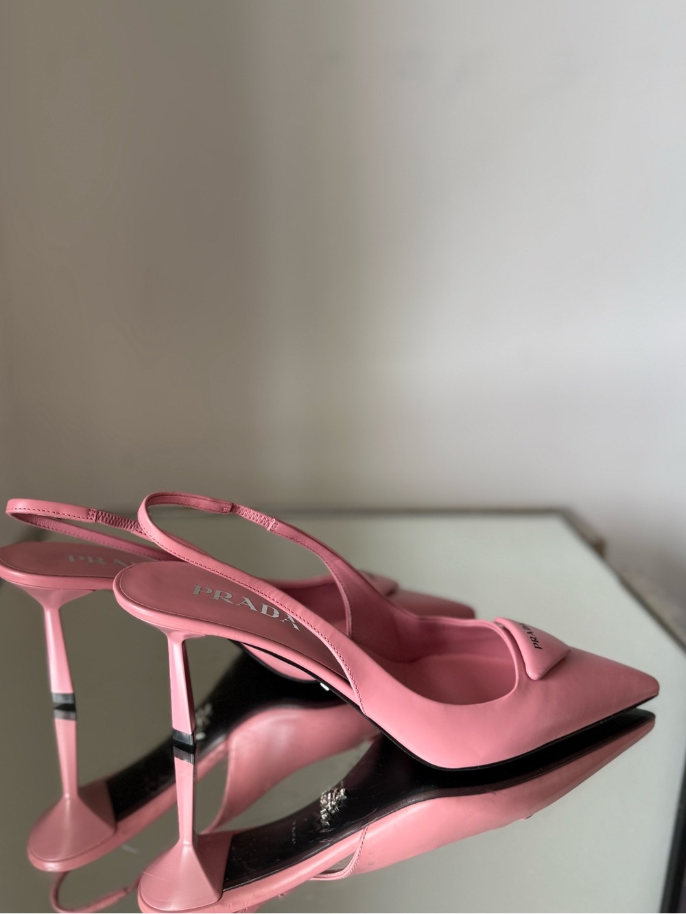 Prada 75mm brushed leather slingback pumps $1,270 39 - Picture 9 of 13
